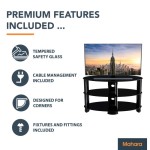 ユニバーサルテレビスタンド ブラックガラス オーバル 85cm 最大40インチのHDプラズマLCD LED OLEDカーブテレビ対応